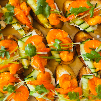 Coconut Prawns bread bites (Tôm Chiên Dừa) — Vietnamese catering platter